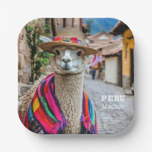 Aangepaste naam Peru Llama Papieren Bordje