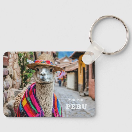 Aangepaste naam Peru Llama Sleutelhanger (Voorkant)