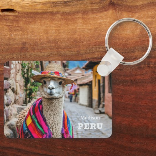 Aangepaste naam Peru Llama Sleutelhanger (Voorkant)