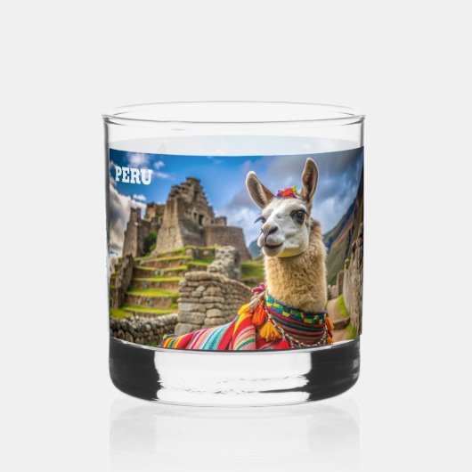 Aangepaste naam Peru Llama Whisky Glas (Achterkant)