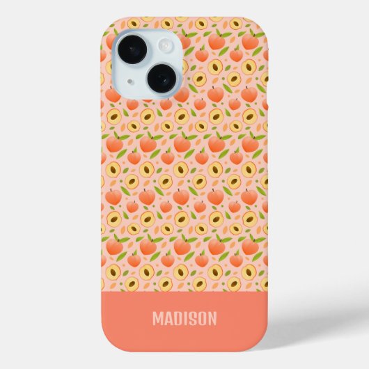 Aangepaste naam perzikpatroon Case-Mate iPhone case (Achterkant)