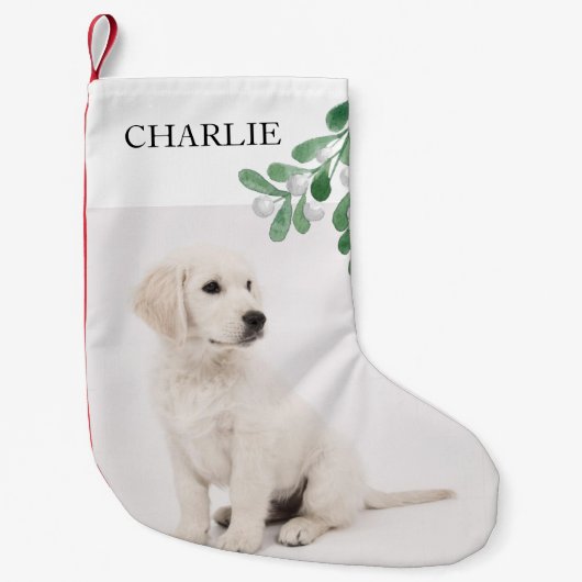 Aangepaste naam Pet Dog-foto kerstfeestdag Kleine Kerstsok (Voorkant)