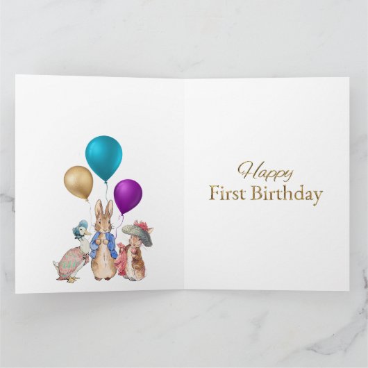 Aangepaste naam Peter de Konijn Gefeliciteerd met Kaart (Binnen)