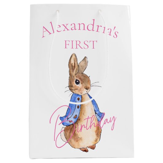 Aangepaste naam Peter eerste verjaardag Medium Cadeauzakje (Voorkant)