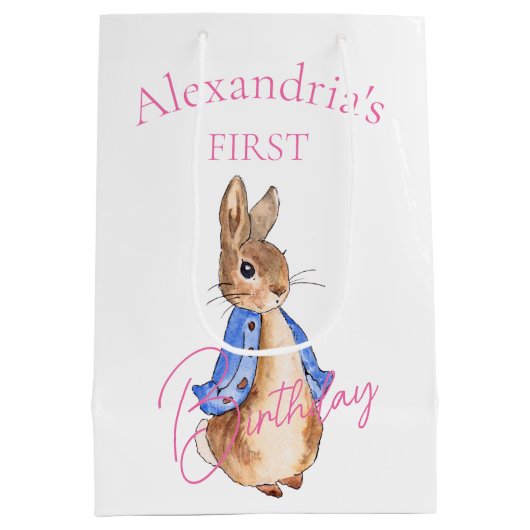 Aangepaste naam Peter eerste verjaardag Medium Cadeauzakje (Achterkant)