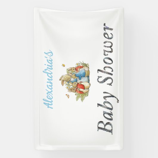 Aangepaste Naam Peter het konijn Baby shower Spandoek (Verticaal)