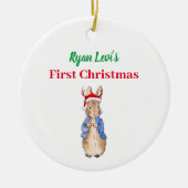 Aangepaste naam Peter het konijn Eerste Kerstmis Keramisch Ornament (Voorkant)