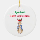 Aangepaste naam Peter het konijn Eerste Kerstmis Keramisch Ornament (Achterkant)