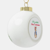 Aangepaste naam Peter het konijn Eerste Kerstmis Keramische Bal Ornament (Links)