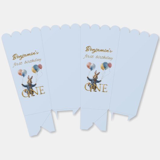 Aangepaste Naam Peter het Konijn Eerste Verjaardag Bedankdoosjes (Ongevouwen)