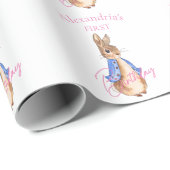 Aangepaste Naam Peter het konijn Eerste Verjaardag Cadeaupapier (Rol Hoek)