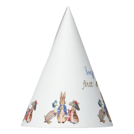 Aangepaste Naam Peter het Konijn Eerste Verjaardag Feesthoedjes (Links)