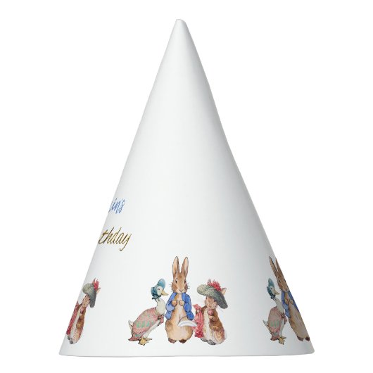 Aangepaste Naam Peter het Konijn Eerste Verjaardag Feesthoedjes (Rechts)