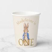 Aangepaste Naam Peter het konijn Eerste Verjaardag Papieren Bekers (Achterkant)
