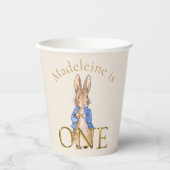 Aangepaste Naam Peter het konijn Eerste Verjaardag Papieren Bekers (Voorkant)