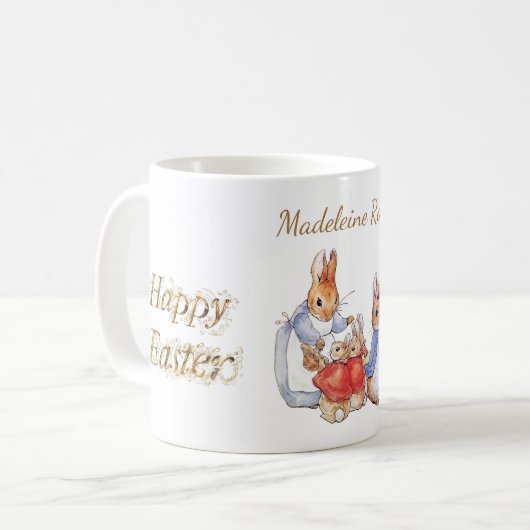 Aangepaste Naam Peter het Konijn Gelukkig Pasen Koffiemok (Voorkant links)