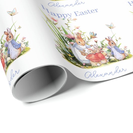 Aangepaste naam Peter het konijn Happy Easter Cadeaupapier (Rol Hoek)