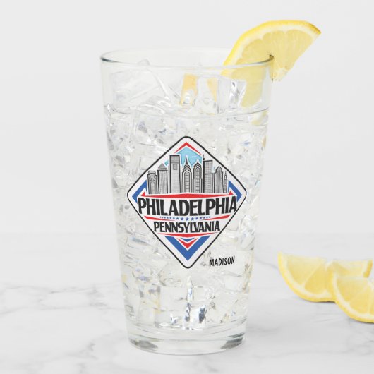 Aangepaste naam Philadelphia Pennsylvania Glas (Achterkant ijs)