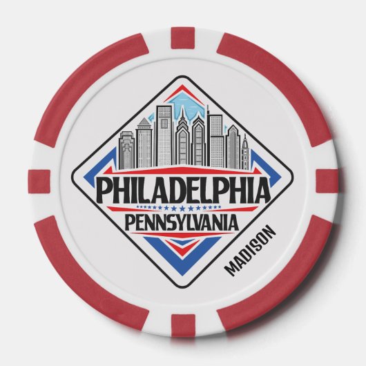 Aangepaste naam Philadelphia Pennsylvania Poker Chips (Voorkant)