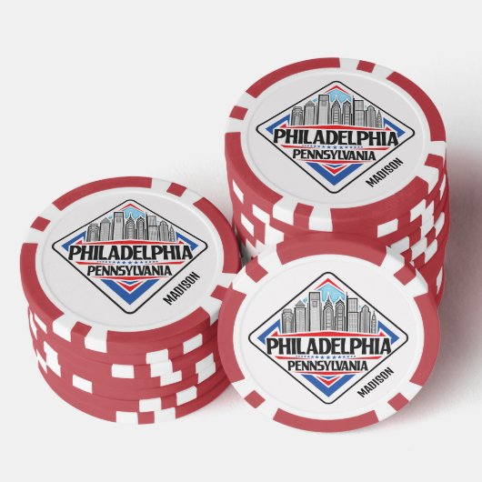 Aangepaste naam Philadelphia Pennsylvania Poker Chips (Opstapeling)