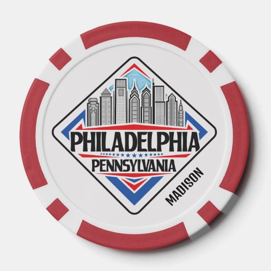 Aangepaste naam Philadelphia Pennsylvania Poker Chips (Achterkant)