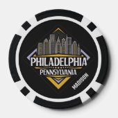 Aangepaste naam Philadelphia Pennsylvania Poker Chips (Achterkant)