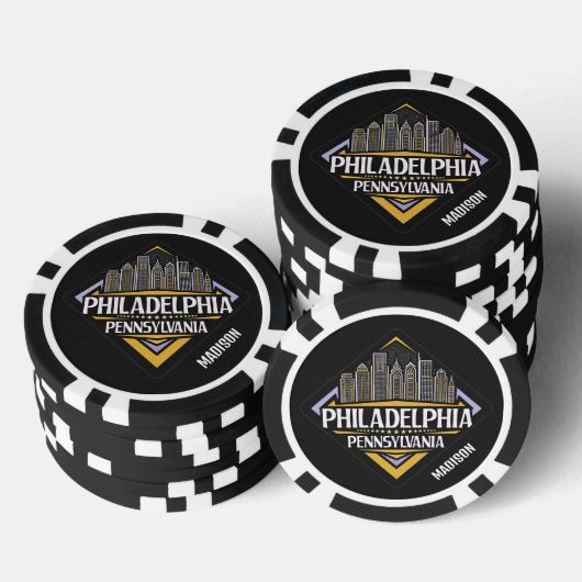 Aangepaste naam Philadelphia Pennsylvania Poker Chips (Opstapeling)