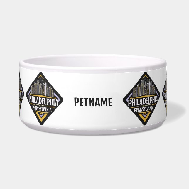 Aangepaste naam Philadelphia Pennsylvania Voerbakje (Voorkant)