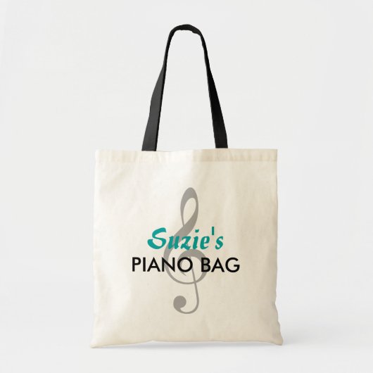Aangepaste naam Piano Bag - Blauwgroen Tote Bag (Voorkant)