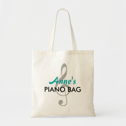 Aangepaste naam Piano Bag - Blauwgroen Tote Bag (Voorkant)