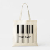 Aangepaste naam Piano Keys ivoor wit en zwart Tote Bag (Achterkant)