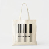 Aangepaste naam Piano Keys ivoor wit en zwart Tote Bag (Voorkant)