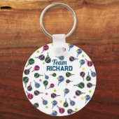 Aangepaste naam Pickleball Sport Team Kleurrijk Sleutelhanger (Achterkant)