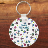 Aangepaste naam Pickleball Sport Team Kleurrijk Sleutelhanger (Voorkant)