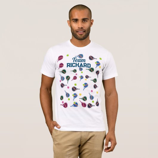 Aangepaste naam Pickleball Sport Team Kleurrijk T-shirt (Voorkant volledig)