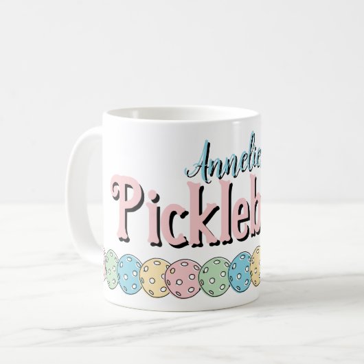 Aangepaste Naam "Pickleballer" Pickleball pastel s Koffiemok (Voorkant links)