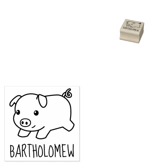 Aangepaste naam piglet pig uitvoeren rubberstempel (Gestempeld)