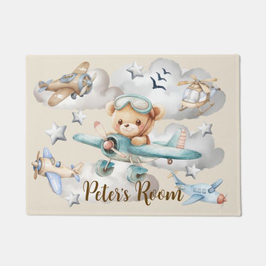Aangepaste naam Pilot Teddy Bear Deurmat (Voorkant)