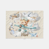 Aangepaste naam Pilot Teddy Bear Fleece Deken (Voorkant (Horizontaal))