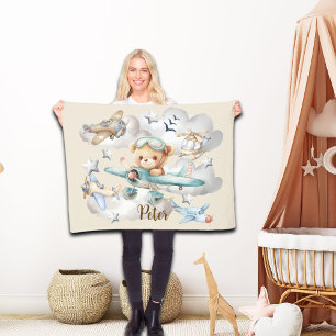 Aangepaste naam Pilot Teddy Bear Fleece Deken