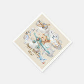 Aangepaste Naam Pilot Teddy Bear Verjaardagsfeest Servet (Hoek)