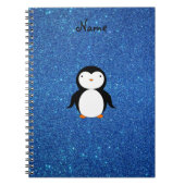 Aangepaste naam pinguïn blue glitter notitieboek (Voorkant)