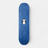 Aangepaste naam pinguïn blue glitter persoonlijk skateboard (Voorkant)