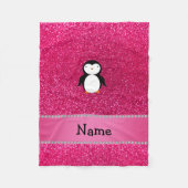 Aangepaste naam pinguïn roze glitter fleece deken (Voorkant)