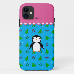 Aangepaste naam: Pinguïn sky blue Tree sterren Case-Mate iPhone Case