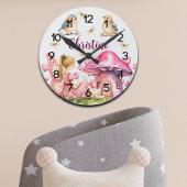 Aangepaste naam Pink Fairy Mushrooms Nursery Ronde Klok