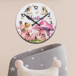 Aangepaste naam Pink Fairy Mushrooms Nursery Ronde Klok