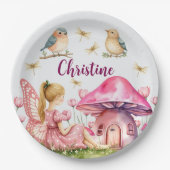 Aangepaste naam Pink Fairy Mushrooms Papieren Bordje (Voorkant)