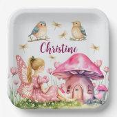 Aangepaste naam Pink Fairy Mushrooms Papieren Bordje (Voorkant)