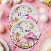 Aangepaste naam Pink Fairy Mushrooms Papieren Bordje